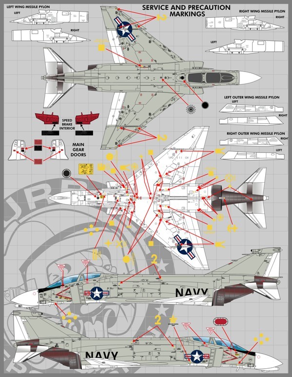 1/48 F-4B/N 鬼怪II战斗机机体警示标记