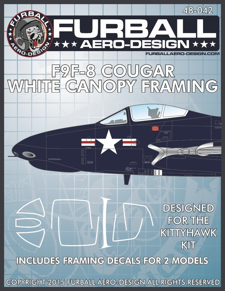 1/48 F9F-8 美洲狮战斗机座舱罩框架贴(配Kitty Hawk)