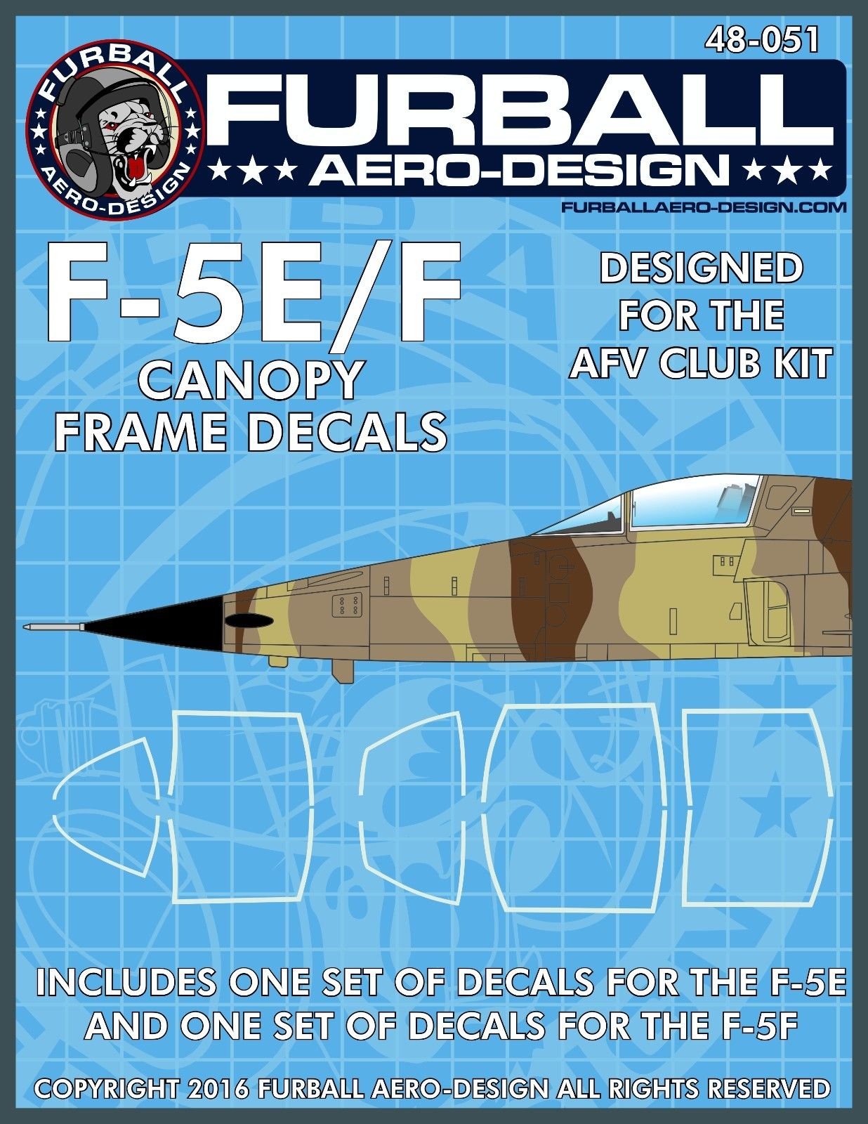 1/48 F-5E/F 虎II战斗机座舱罩框架贴(配AFV Club)