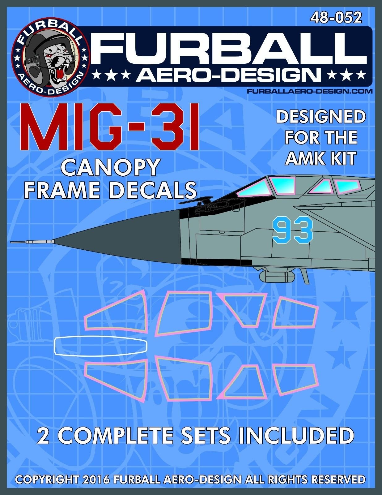 1/48 MiG-31 猎狐犬战斗机座舱罩框架贴(配AMK)