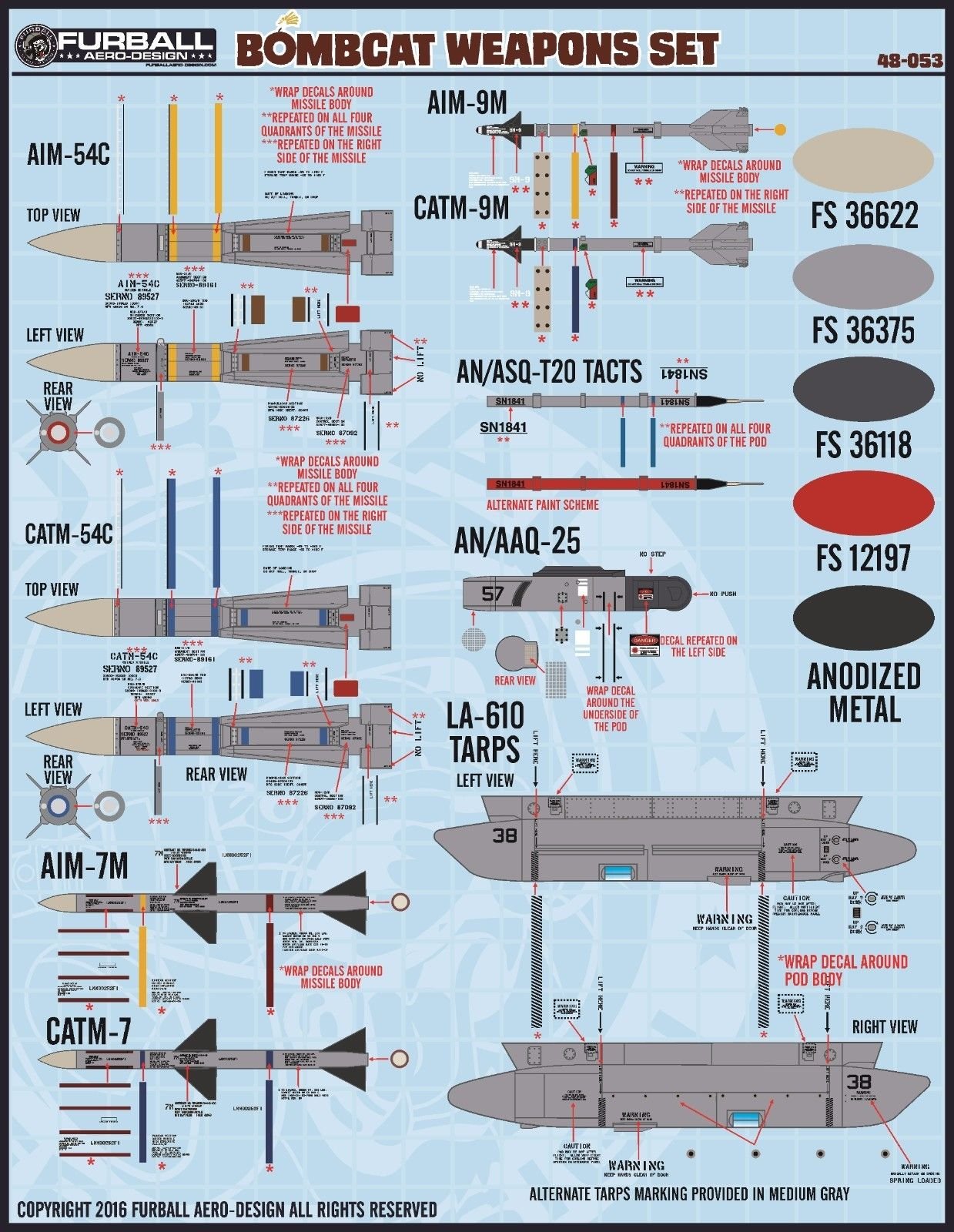 1/48 F-14 雄猫战斗机武器标记