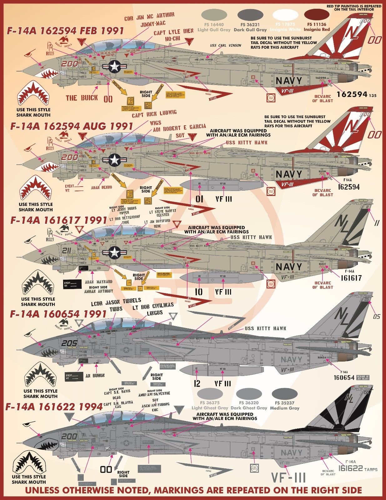 1/48 F-14A 雄猫战斗机"VF-111日落中队"