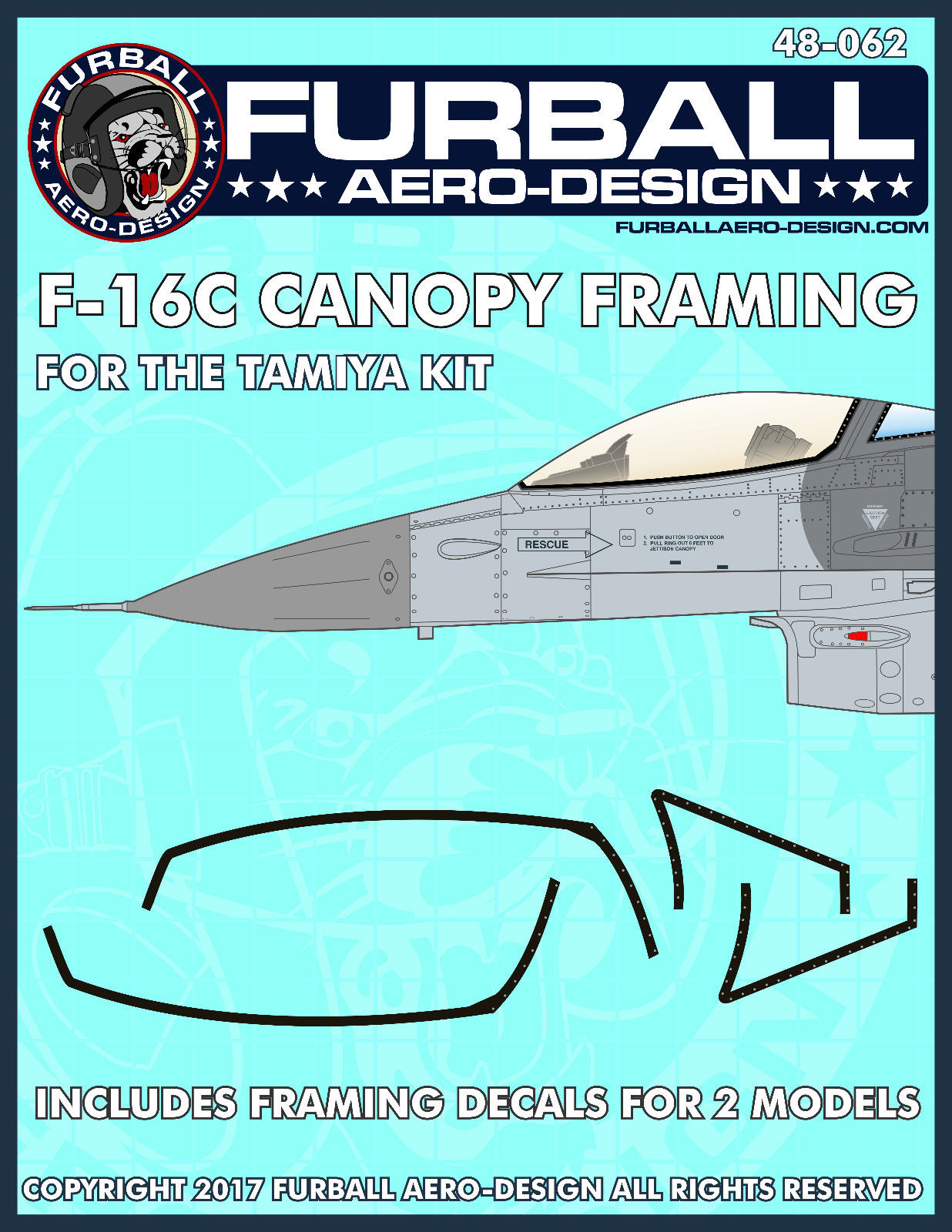 1/48 F-16C 战隼战斗机座舱罩框架贴(配田宫)