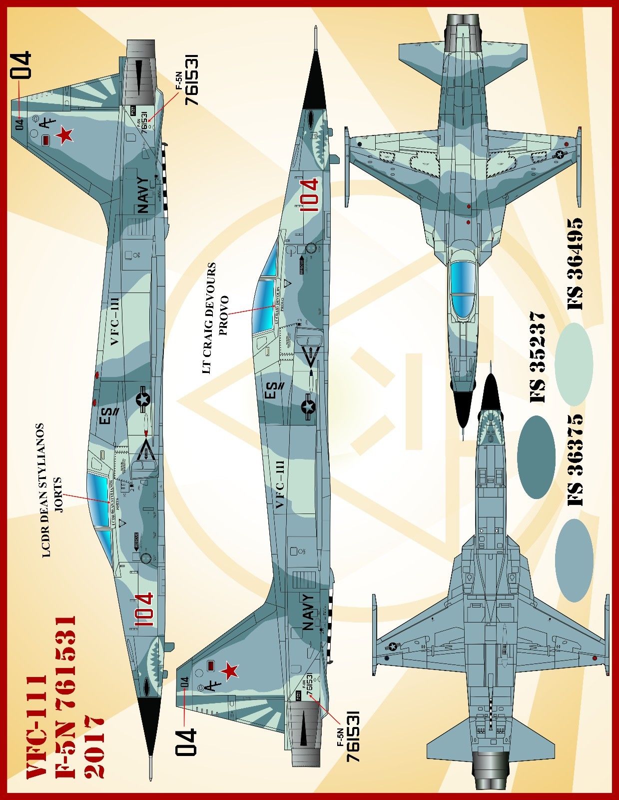 1/48 F-5N/F 虎II战斗机"VFC-111日落中队, 假想敌"