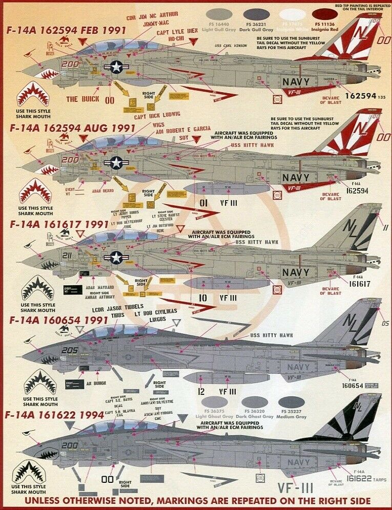 1/72 F-14A 雄猫战斗机"VF-111 日落中队" - 点击图像关闭