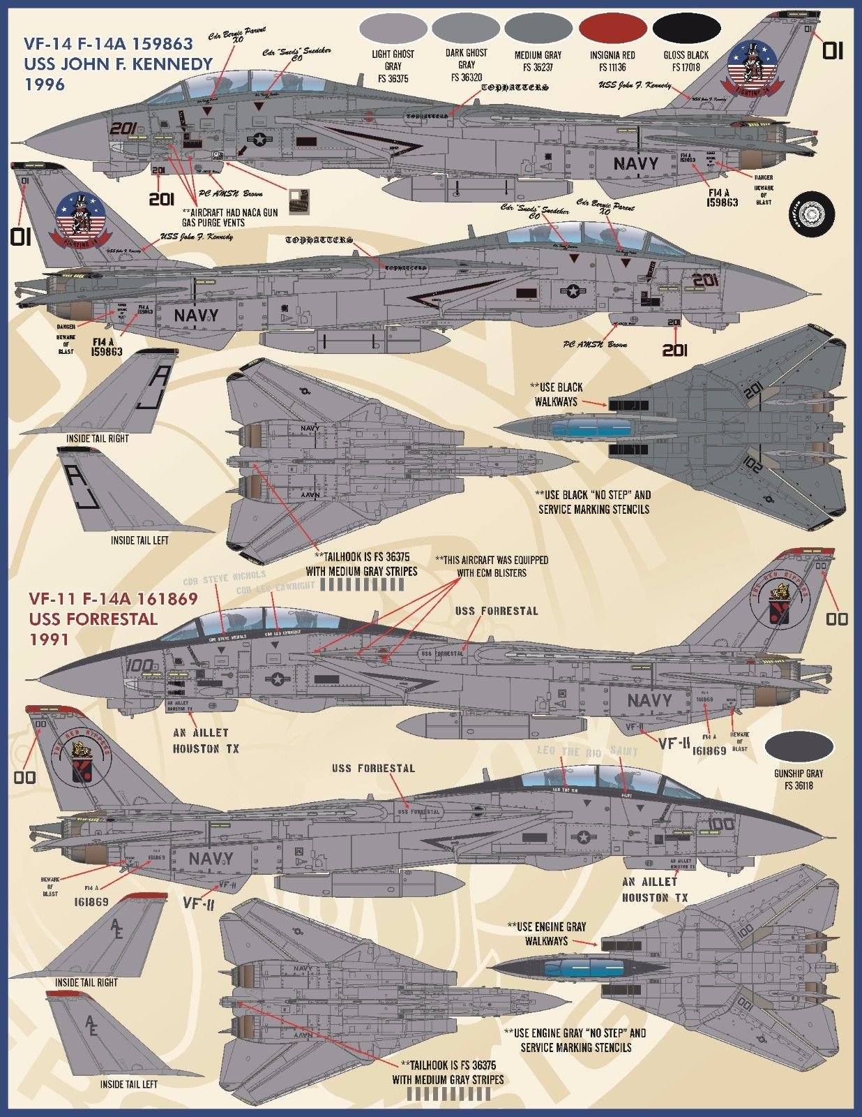 1/48 F-14A/B 雄猫战斗机"色彩与标记"(2) - 点击图像关闭