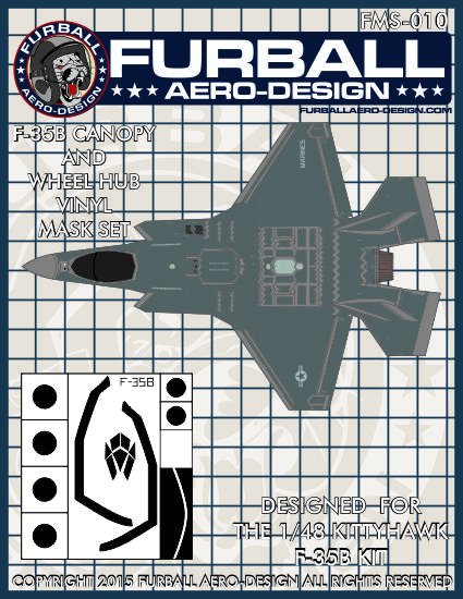 1/48 F-35B 闪电II战斗机座舱罩遮盖贴纸(配Kitty Hawk) - 点击图像关闭