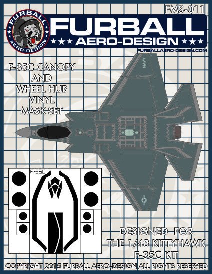 1/48 F-35C 闪电II战斗机座舱罩遮盖贴纸(配Kitty Hawk) - 点击图像关闭