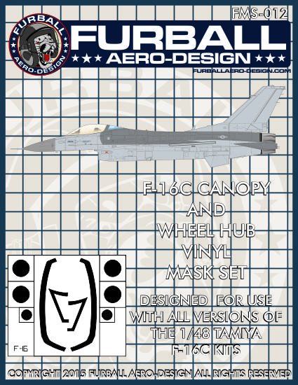 1/48 F-16C 战隼战斗机座舱罩遮盖贴纸(配田宫)