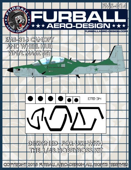 1/48 EMB-314 超级巨嘴鸟战斗机座舱罩遮盖贴纸(配Hobby Boss)