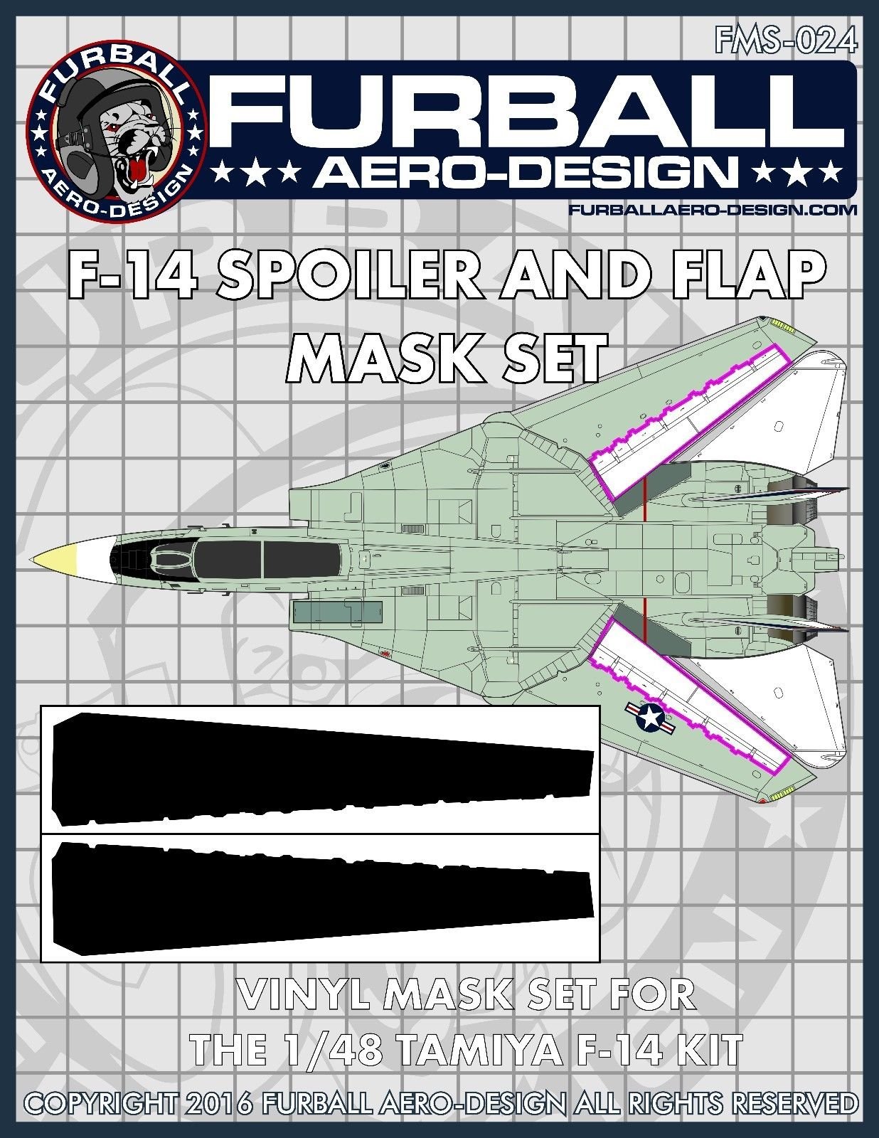 1/48 F-14 雄猫战斗机扰流板与襟翼遮盖贴纸(配田宫) - 点击图像关闭