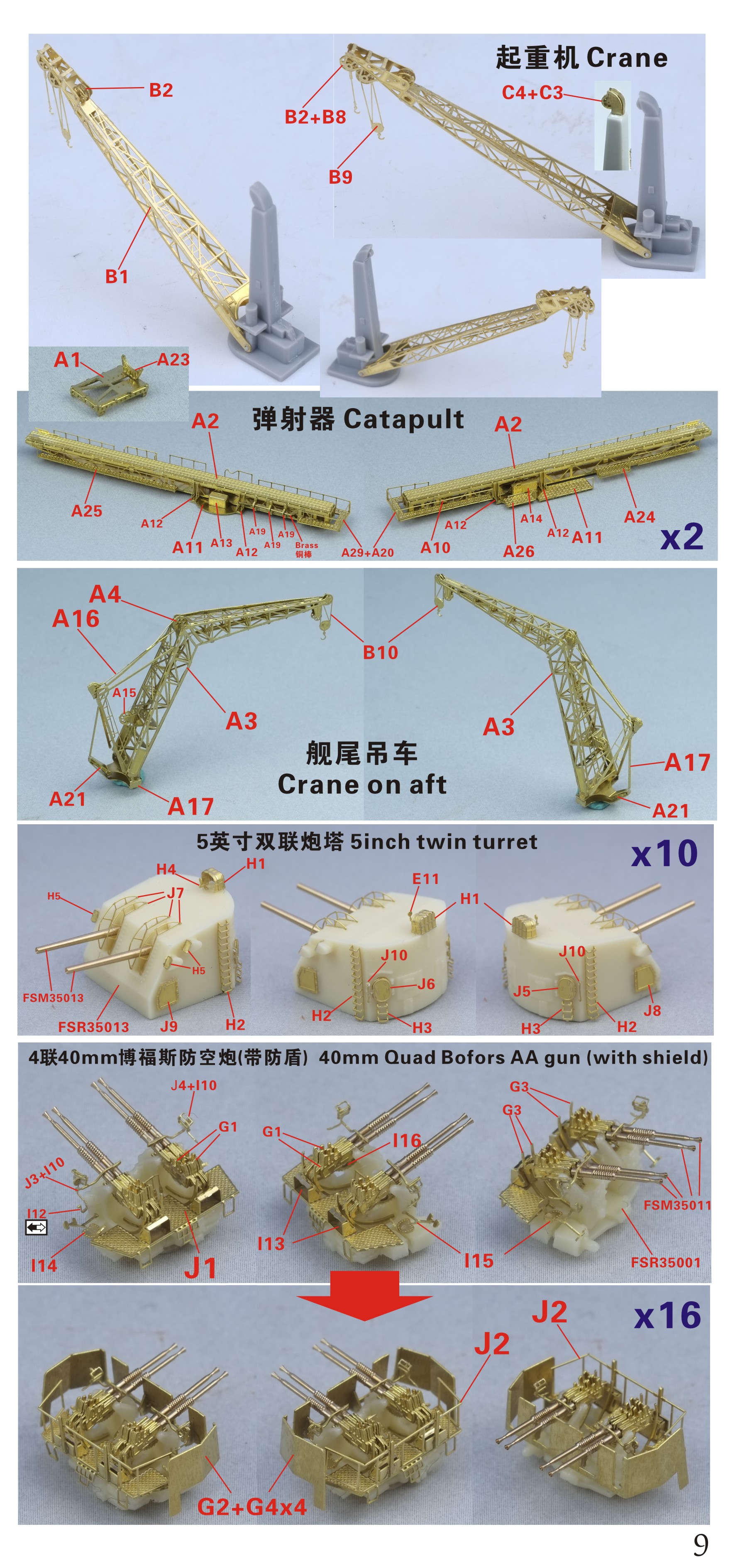 1/350 二战美国海军 BB-55 北卡罗来纳号战列舰1944年型完全升级改造套件(配小号手05303)