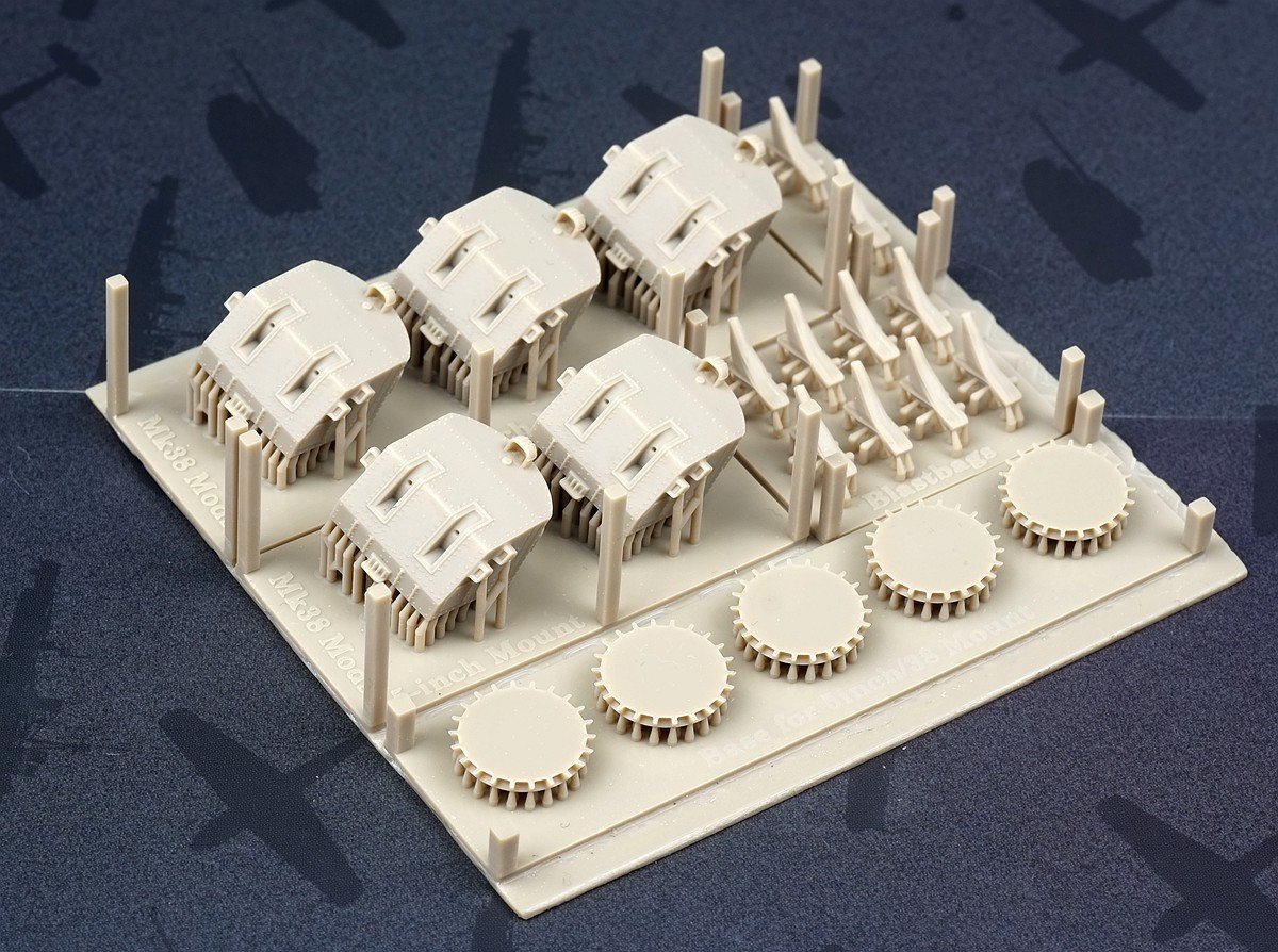 1/350 二战美国海军5英寸L/38双联炮塔Mk.38型(有炮衣)(5台)3D打印