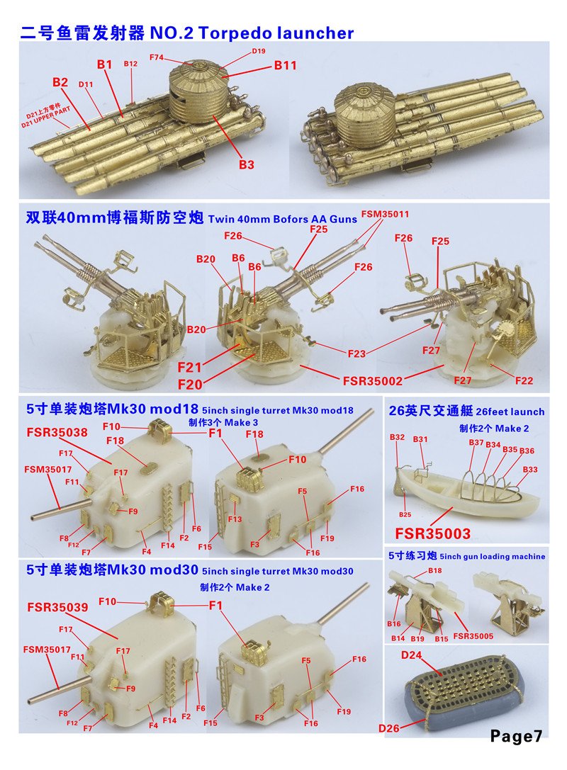 1/350 二战美国海军弗莱彻级驱逐舰完全改造套件(配田宫78012) - 点击图像关闭