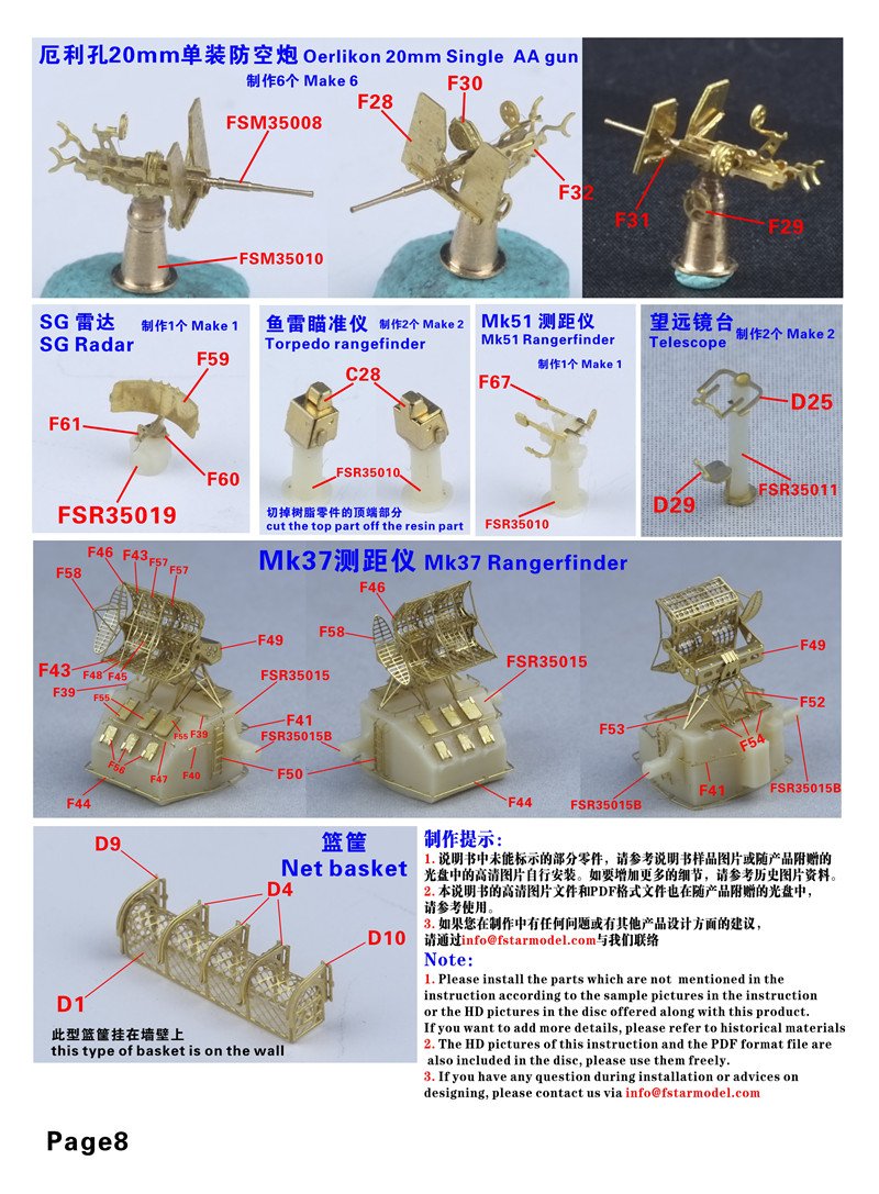 1/350 二战美国海军弗莱彻级驱逐舰完全改造套件(配田宫78012)