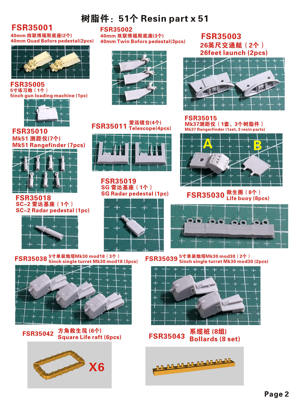 1/350 二战美国海军弗莱彻级驱逐舰(后期型舰桥, 防空加强型)完全改造套件(配小号手05304)