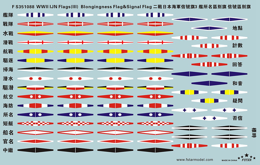 1/350 二战日本海军信号旗(3)"舰所名区别旗与信号区别旗水贴"
