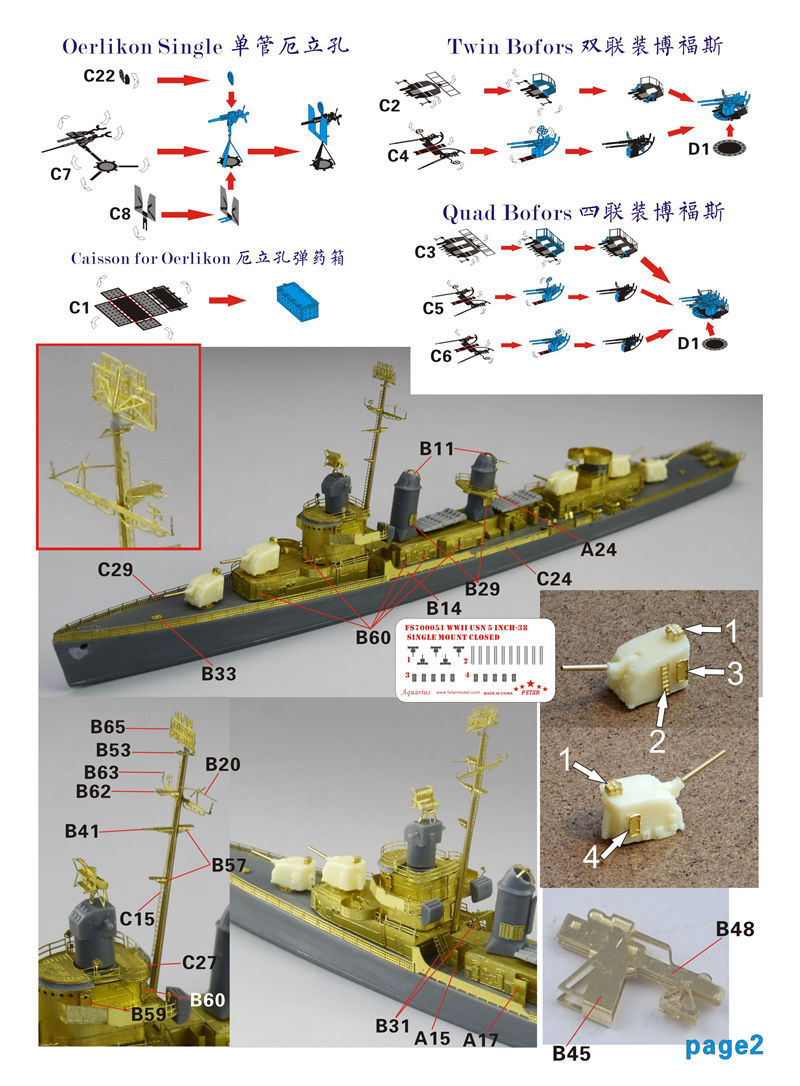 1/700 二战美国海军弗莱彻级驱逐舰(早期型舰桥)升级改造套件(配田宫31902) - 点击图像关闭