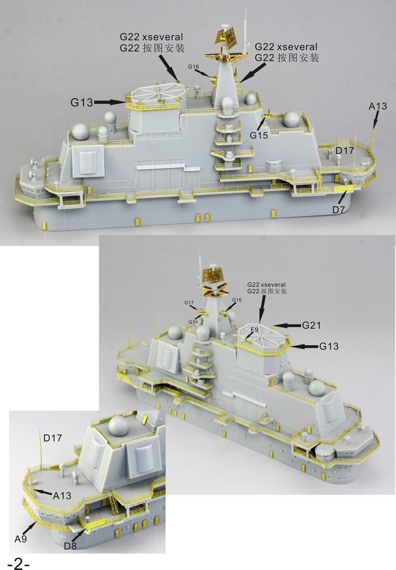 1/700 现代中国海军辽宁号航空母舰升级改造套装(配小号手06703)