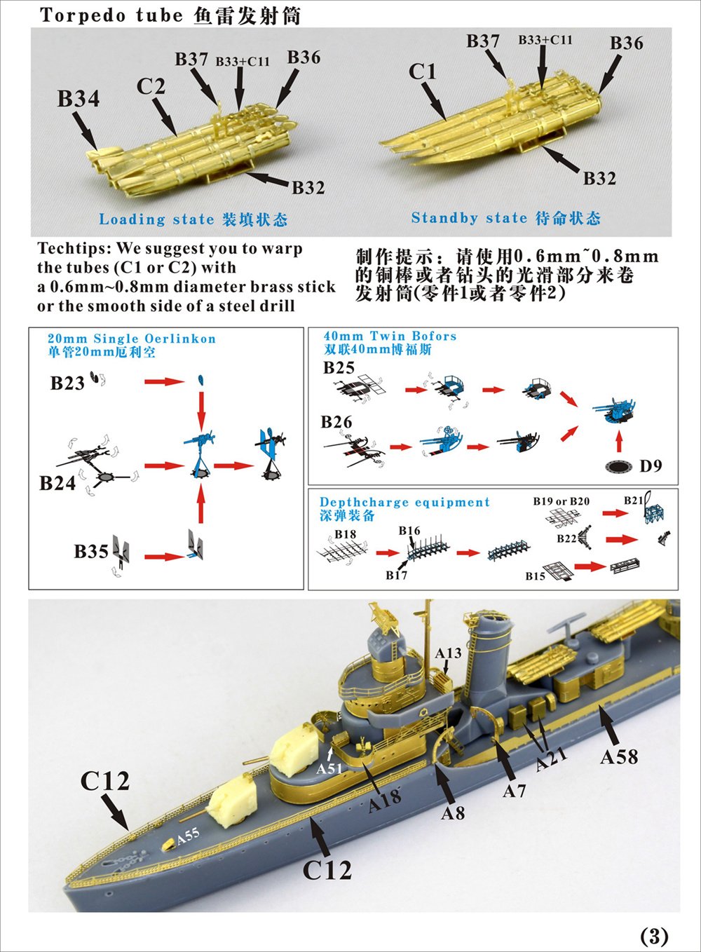 1/700 二战美国海军西姆斯级驱逐舰升级改造套件(配田宫31911) - 点击图像关闭