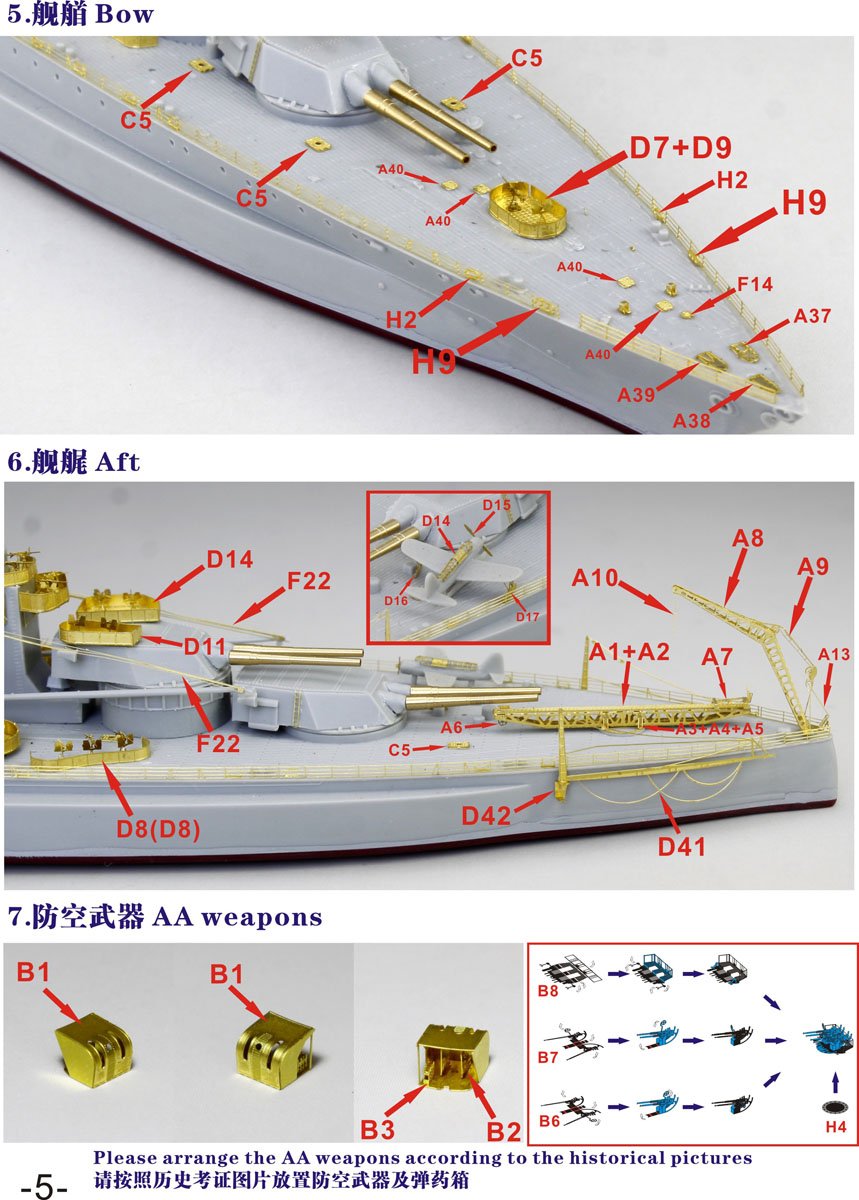 1/700 二战美国海军 BB-45 科罗拉多号战列舰1944型升级改造套件(配小号手05768)