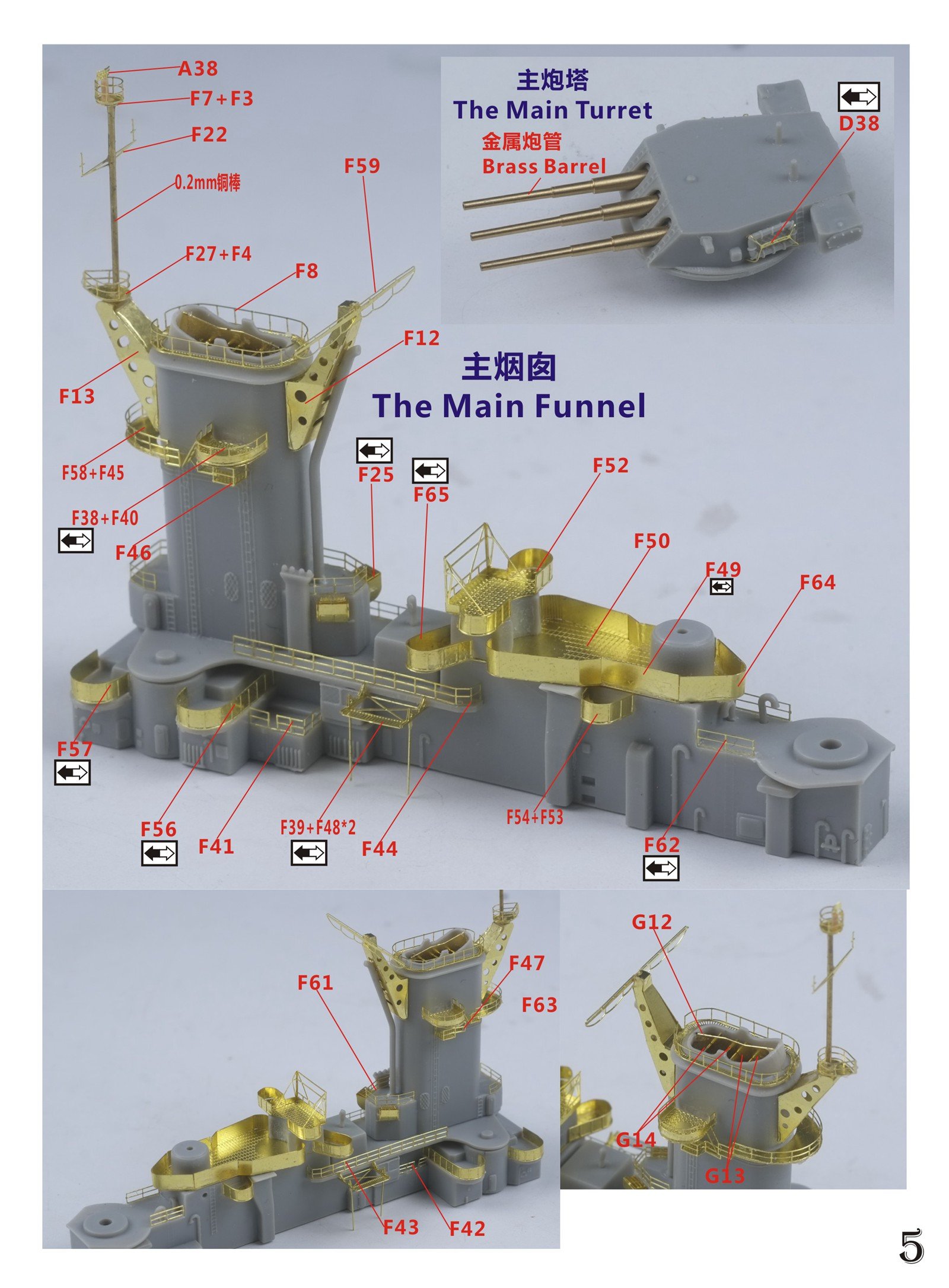 1/700 二战美国海军 CB-1 阿拉斯加号大型巡洋舰升级改造套件(配小号手06738)