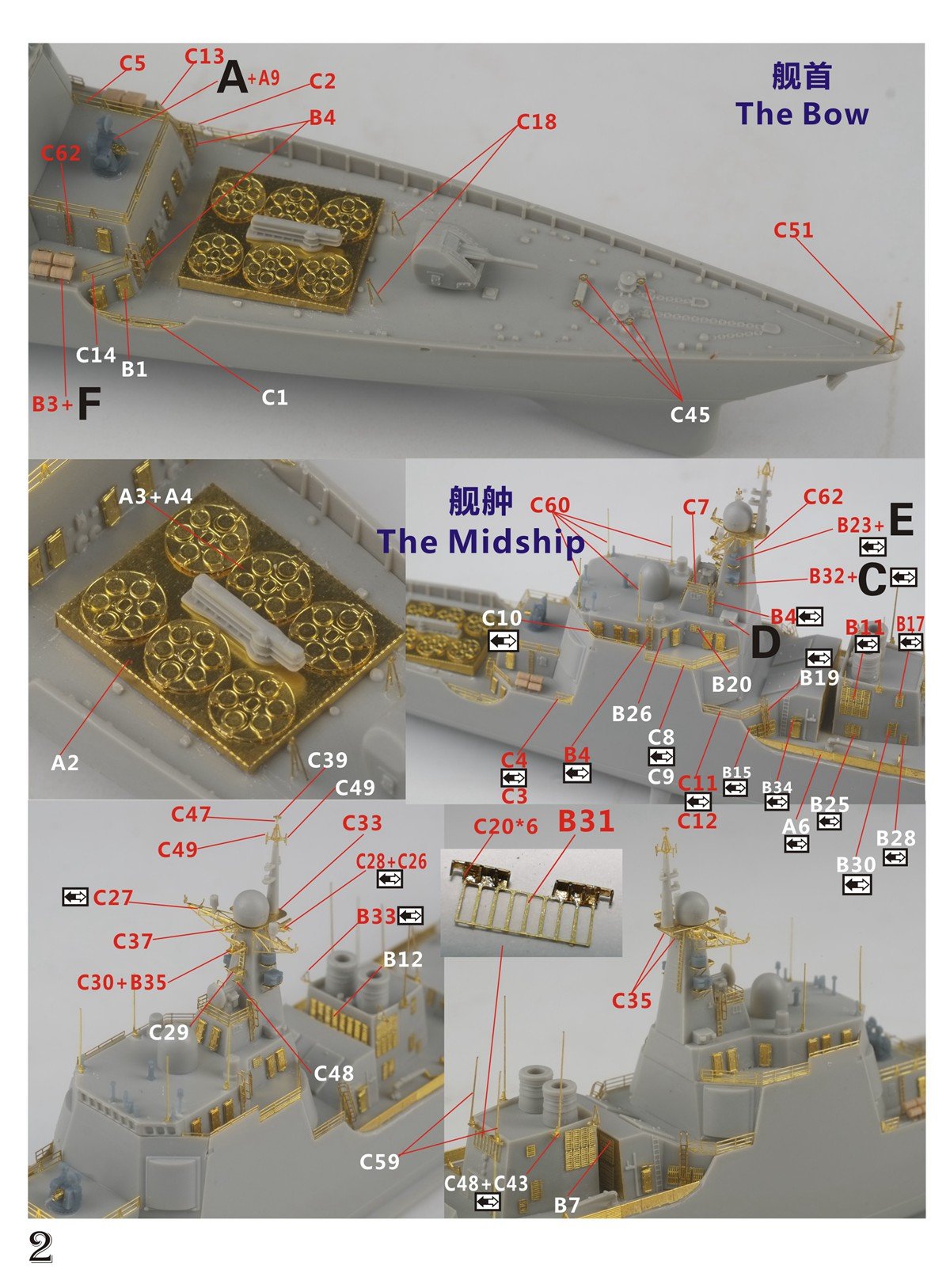 1/700 现代中国海军052C型驱逐舰升级改造套件(配小号手06730)