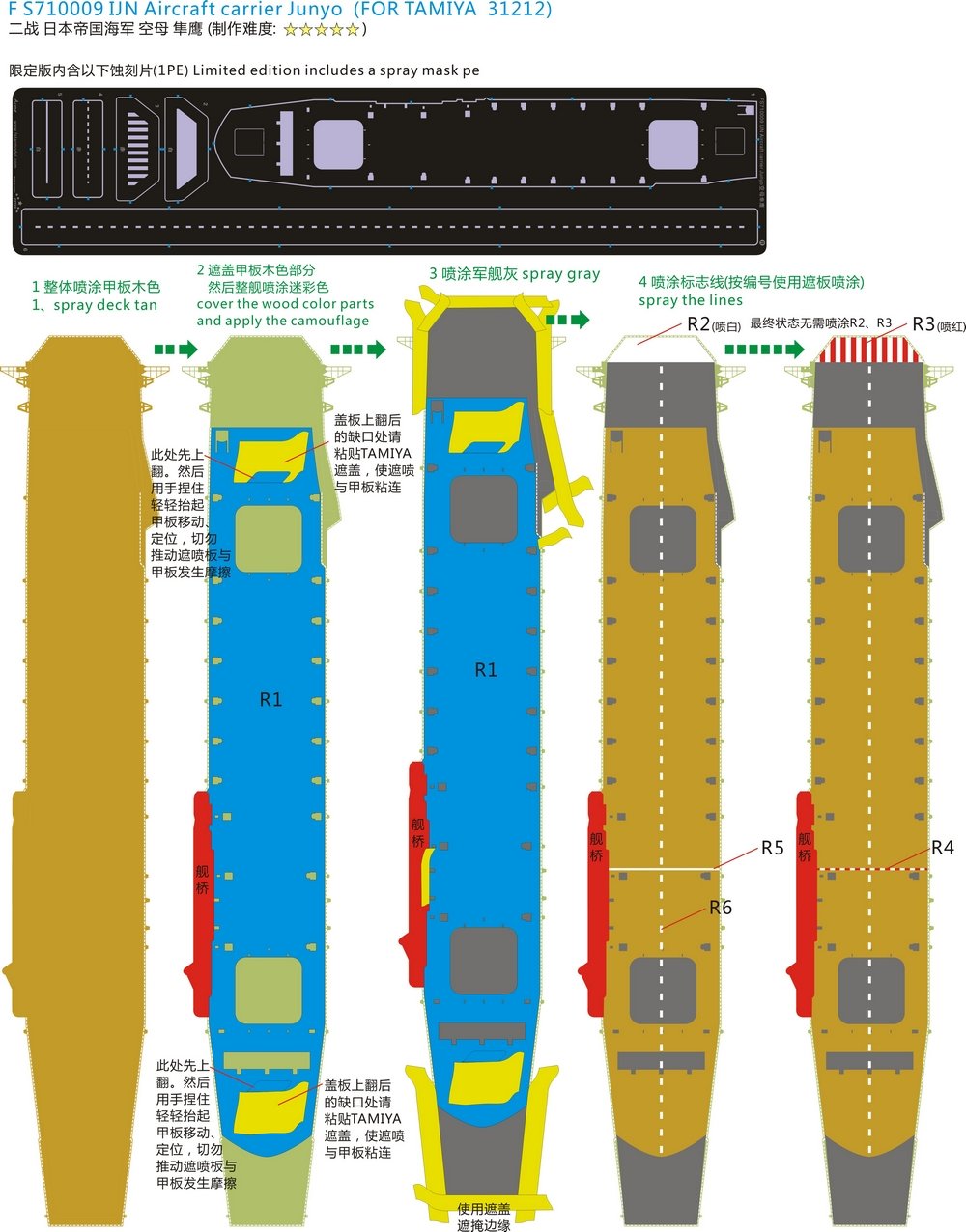 1/700 二战日本海军隼鹰号航空母舰升级改造套件完全版(配田宫31212)