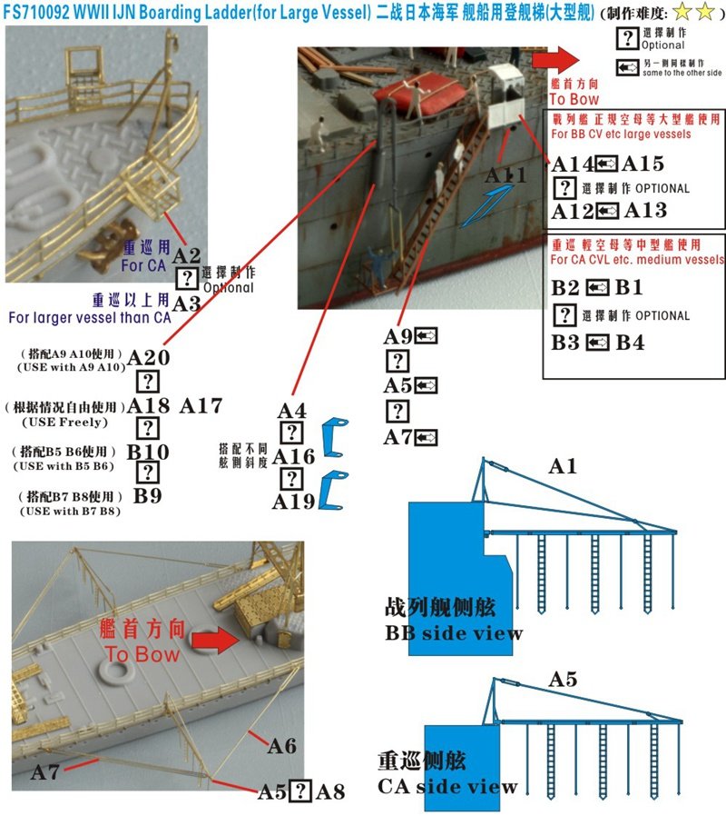 1/700 二战日本海军登舰梯(大型舰, 战列舰/航空母舰/重巡洋舰)