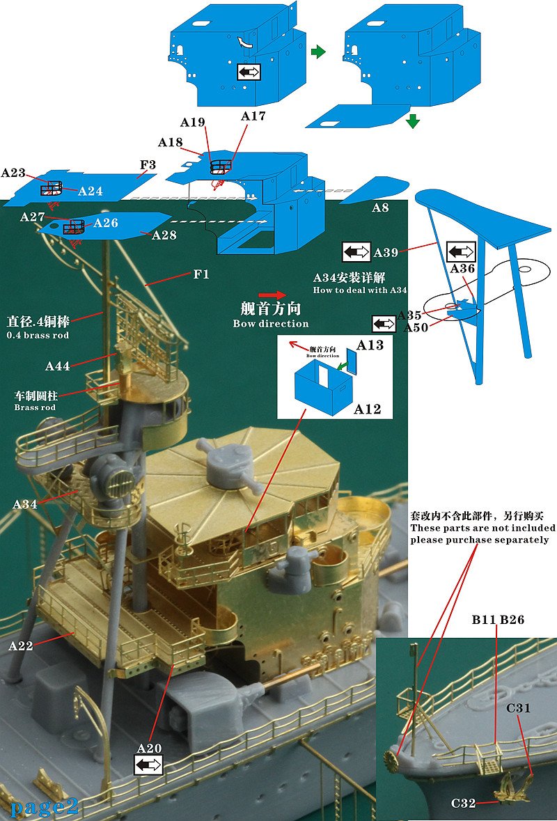 1/700 二战日本海军那珂号轻巡洋舰升级改造蚀刻片(配青岛社04010)