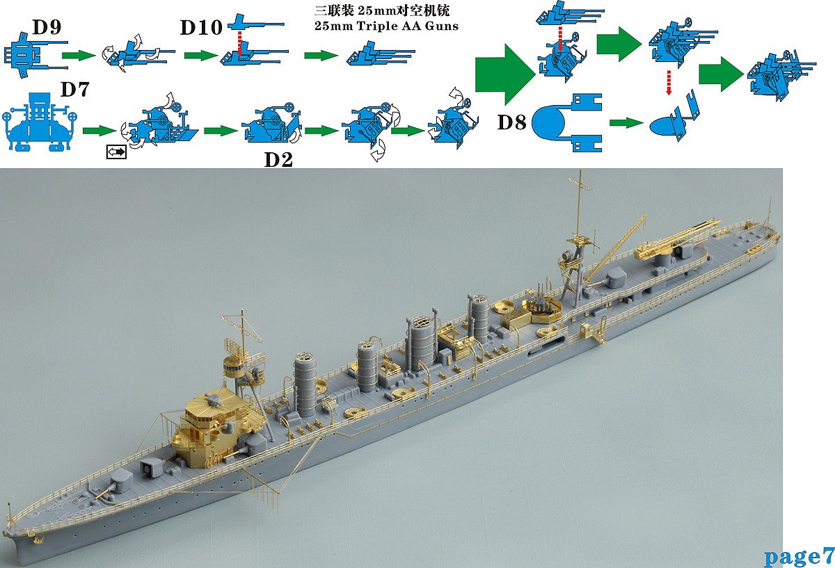 1/700 二战日本海军那珂号轻巡洋舰升级改造蚀刻片(配青岛社04010)