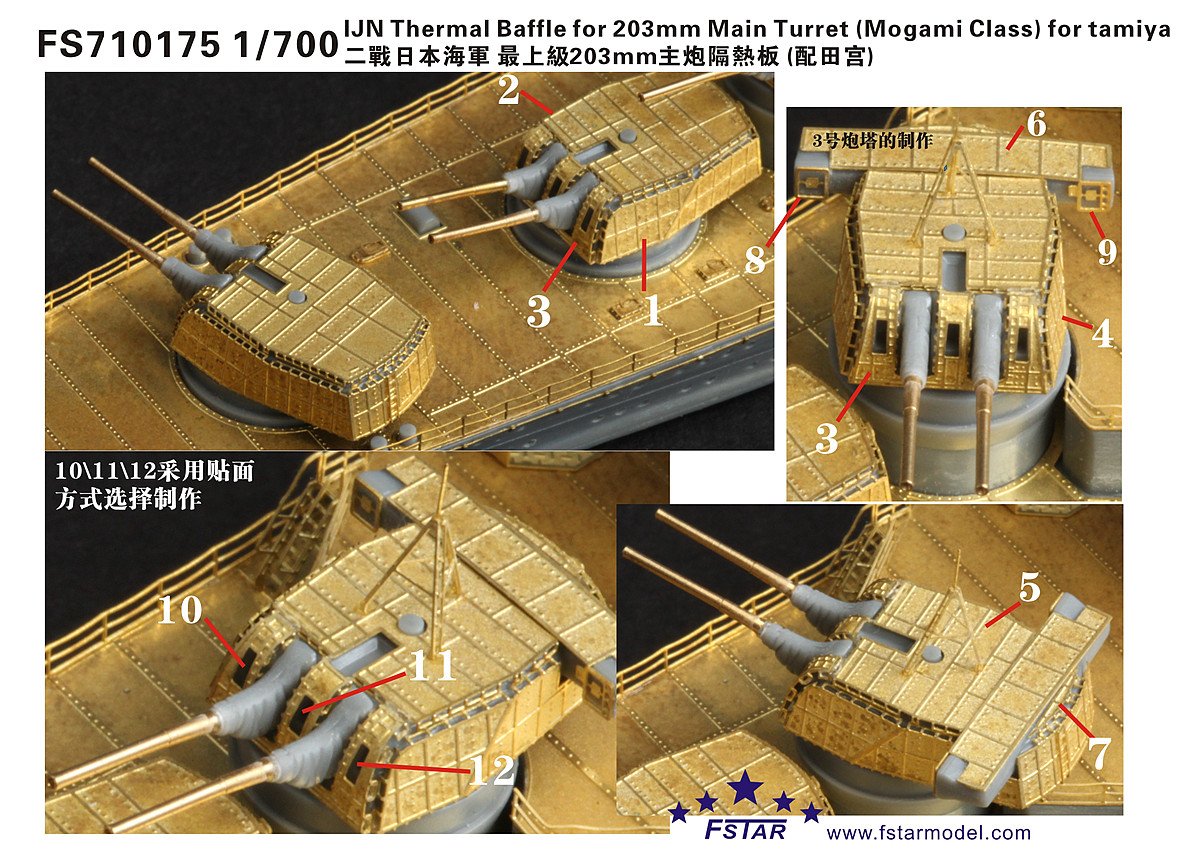1/700 二战日本海军最上级重巡洋舰203mm主炮隔热板(配田宫) - 点击图像关闭