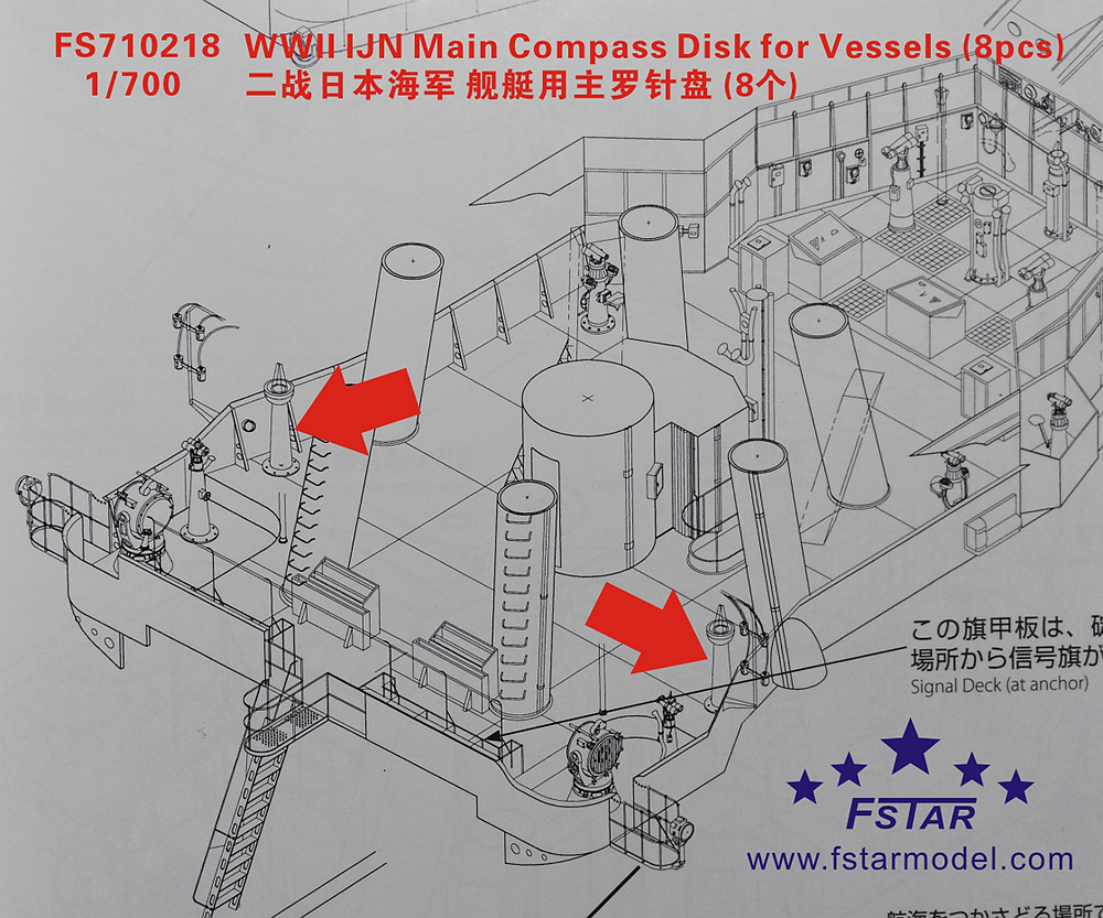 1/700 二战日本海军舰艇用主罗针盘(8个)