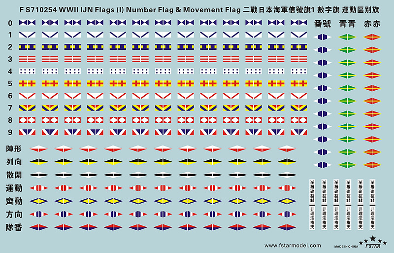 1/700 二战日本海军信号旗(1)数字旗与运动区别旗