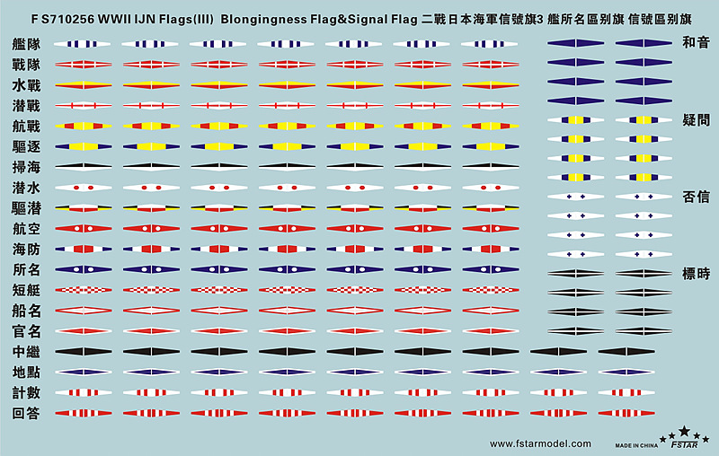 1/700 二战日本海军信号旗(3)舰所名区别旗与信号区别旗