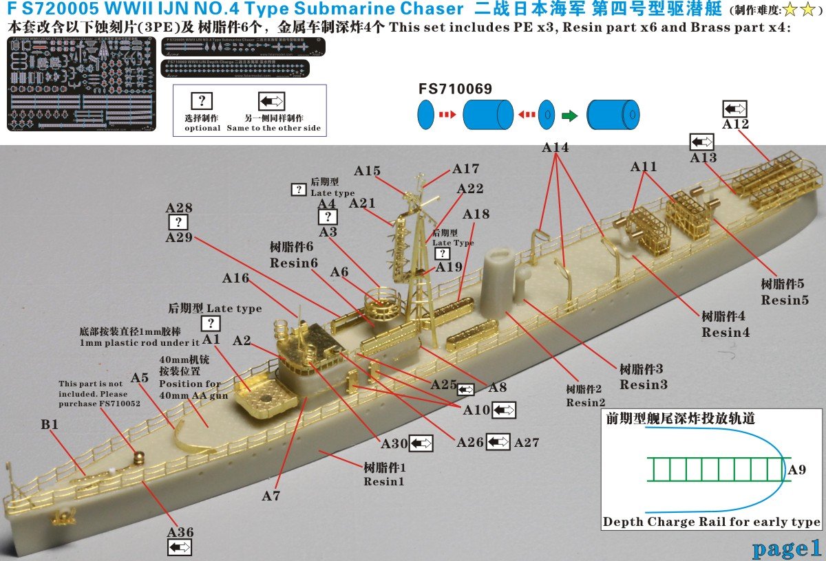 1/700 二战日本海军第四号型驱潜艇树脂模型套件 - 点击图像关闭