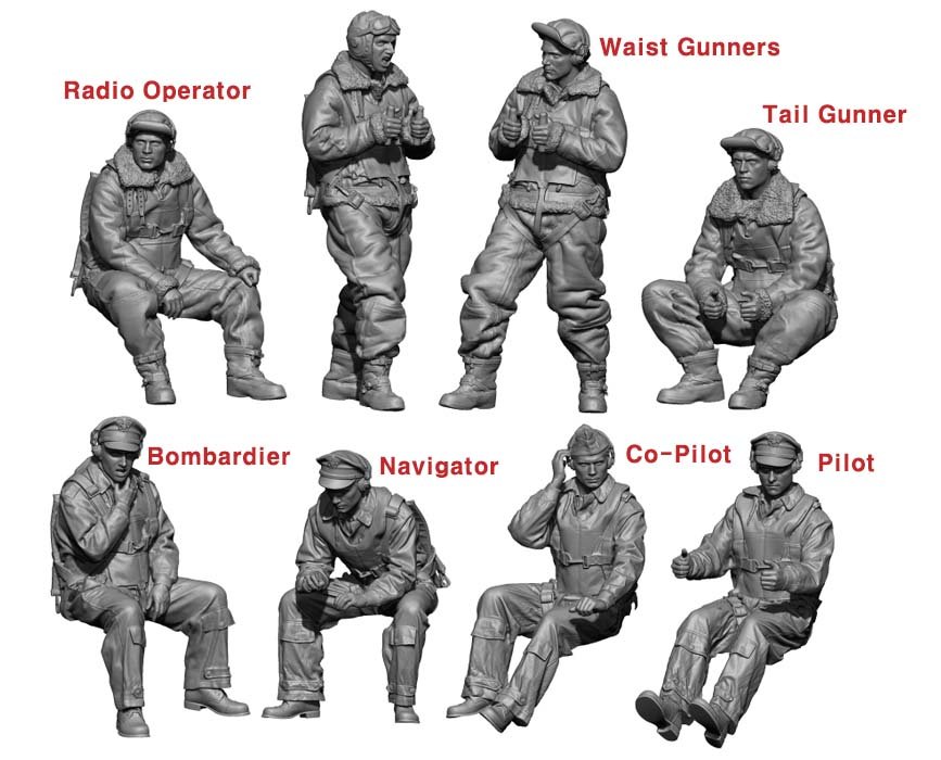 1/72 二战美国 B-17 重型轰炸机机组乘员(8人) 1/72 二战美国 B-17 重型轰炸机机组乘员(8人)