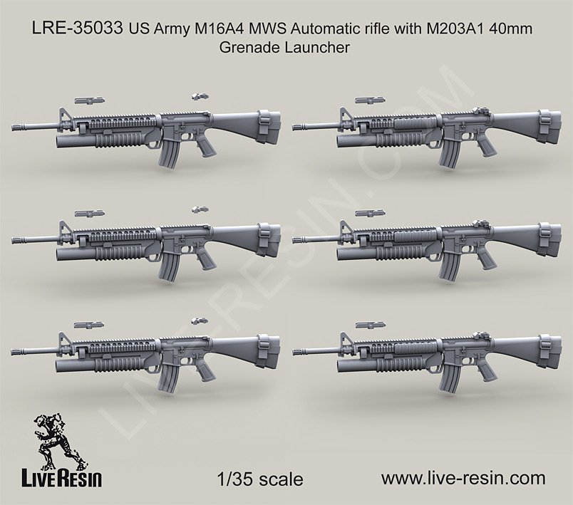 1/35 现代美国 M16A4 模块化武器系统自动步枪 (M203A1 40mm 榴弹发射器)