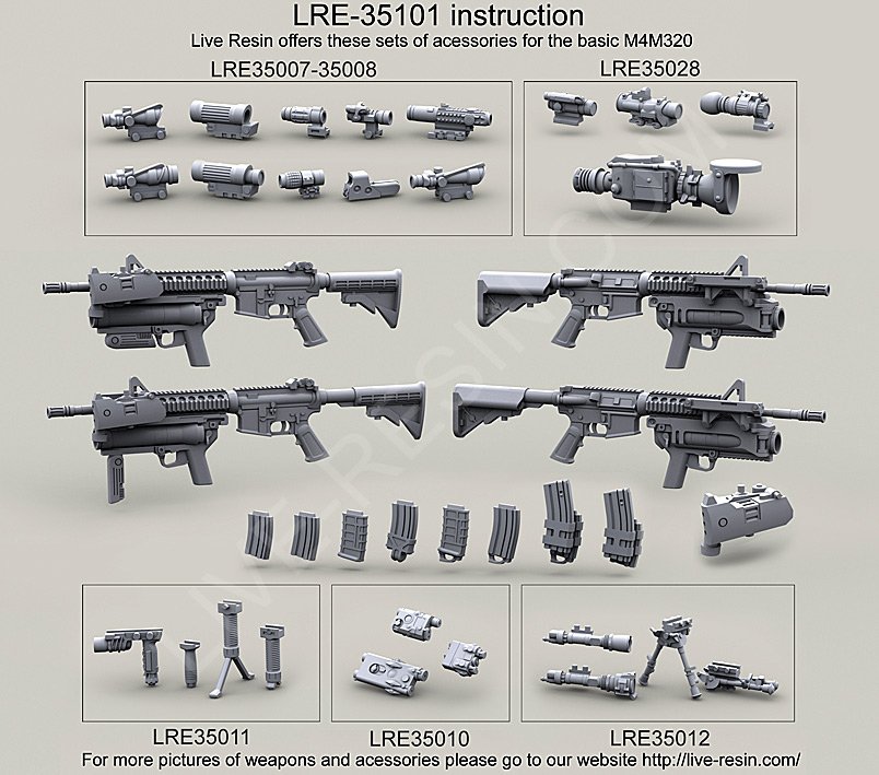 1/35 现代美国 M4 卡宾枪(HK M320 榴弹发射器, AN/PSQ-18A 激光瞄准器) - 点击图像关闭