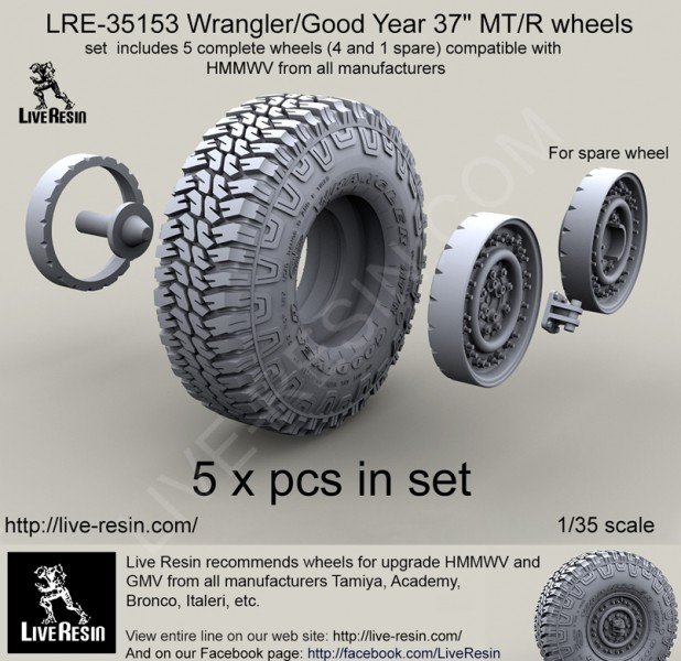 1/35 Wrangler/Good Year 37" MT/R 悍马装甲车车轮 - 点击图像关闭