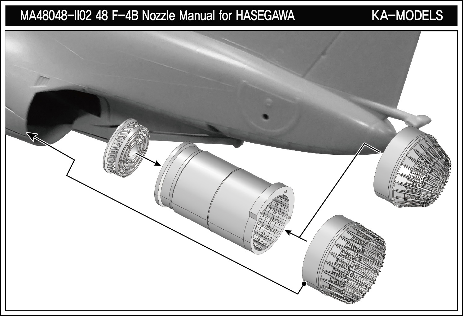 1/48 F-4A/B/C/D/N 鬼怪II战斗机GE排气喷管与燃烧室打开状态改造件(配长谷川/爱德美)