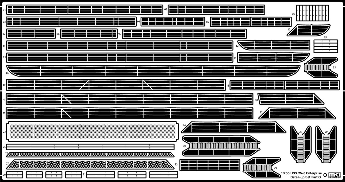 1/200 二战美国 CV-6 企业号航空母舰改造蚀刻豪华套装与木甲板(配小号手)
