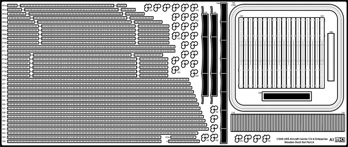 1/200 二战美国 CV-6 企业号航空母舰木甲板改造件(配小号手)