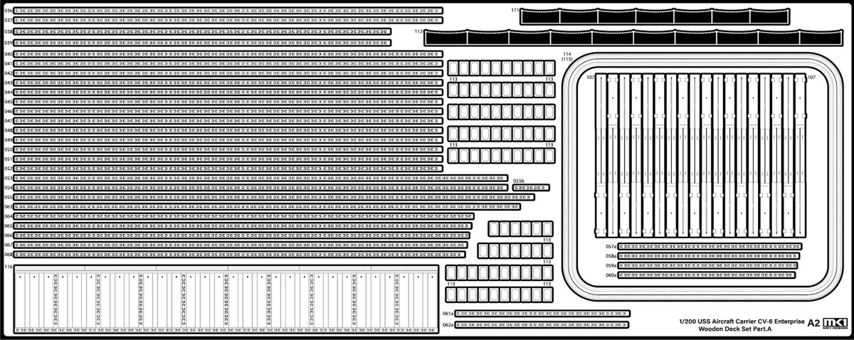 1/200 二战美国 CV-6 企业号航空母舰木甲板改造件(配小号手)