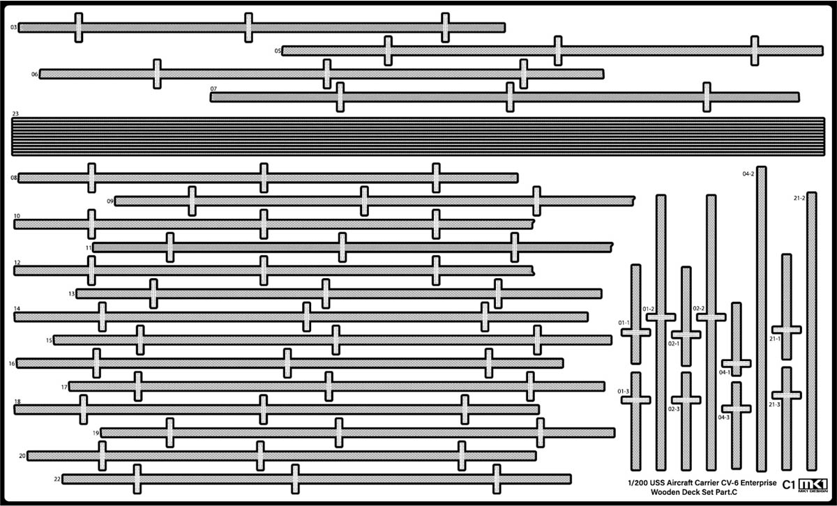 1/200 二战美国 CV-6 企业号航空母舰木甲板改造件(配小号手)