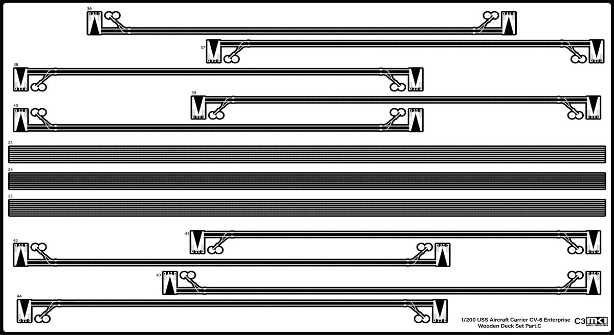 1/200 二战美国 CV-6 企业号航空母舰木甲板改造件(配小号手)