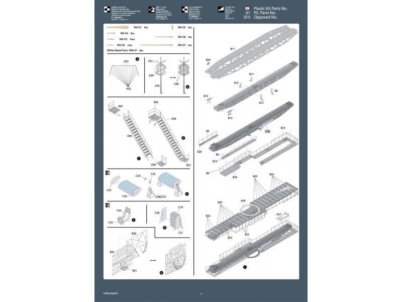 1/350 二战美国印第安纳波利斯号重巡洋舰蚀刻片与木甲板改造件(配爱德美) - 点击图像关闭