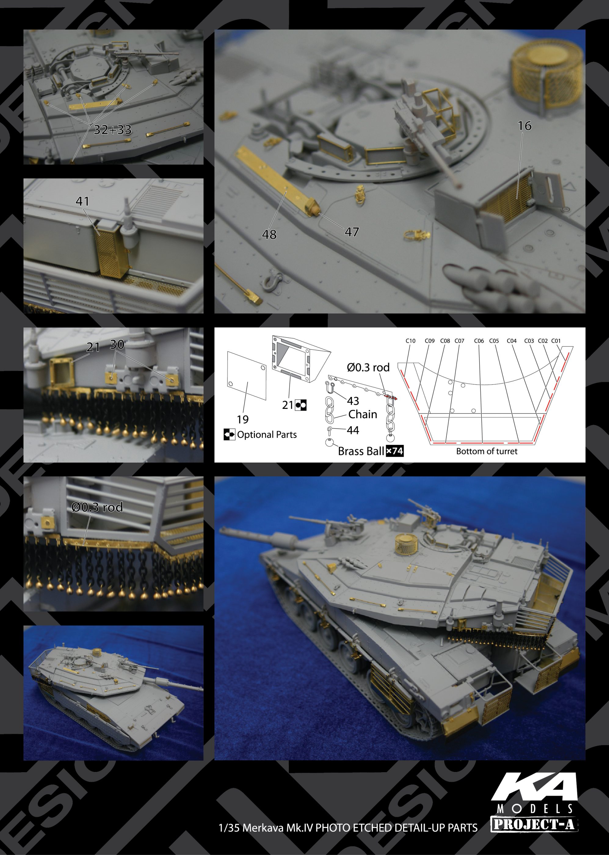 1/35 现代以色列梅卡瓦4型主战坦克改造蚀刻片(配爱德美)