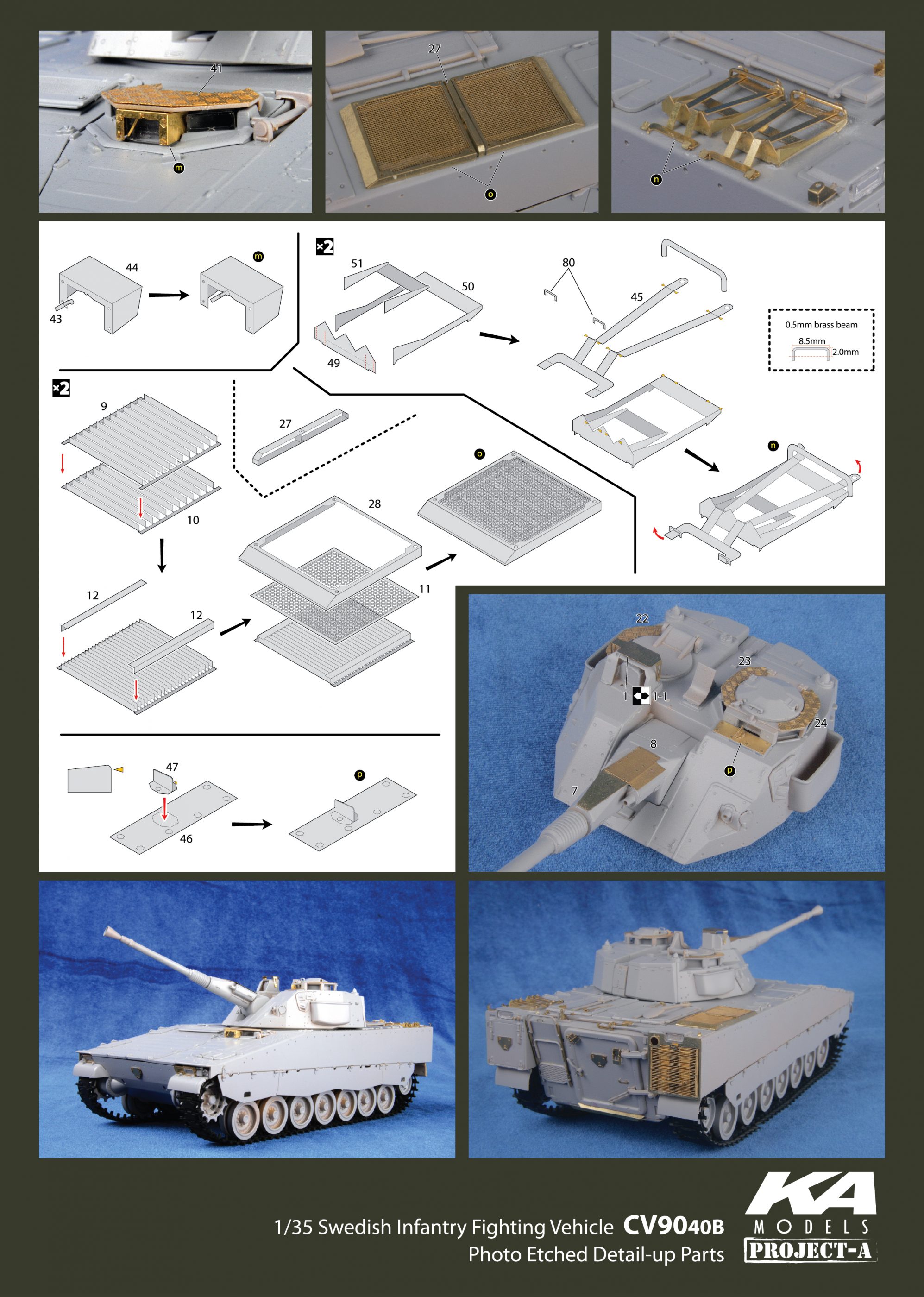 1/35 现代瑞典 CV9040B 步兵战车改造蚀刻片(配爱德美)