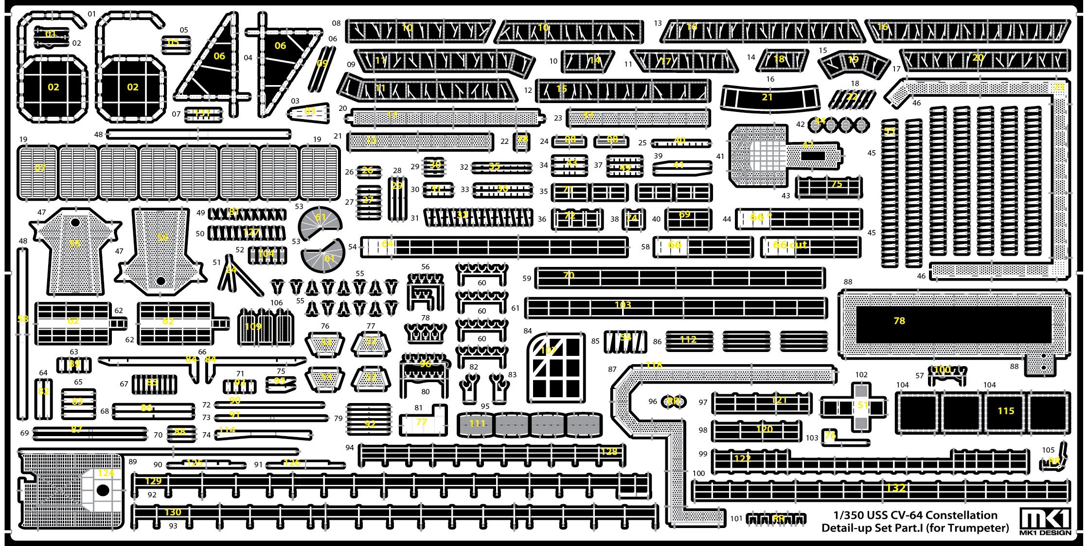 1/350 现代美国 CV-64 星座号航空母舰改造蚀刻豪华套装(配小号手)